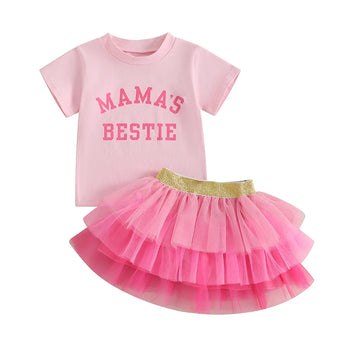 MQTIME  -  Adorable Baby Girl Dress Set with Floral Print Top and Ruffled Tulle Skirt - 2 Piece Summer Outfit for Toddlers